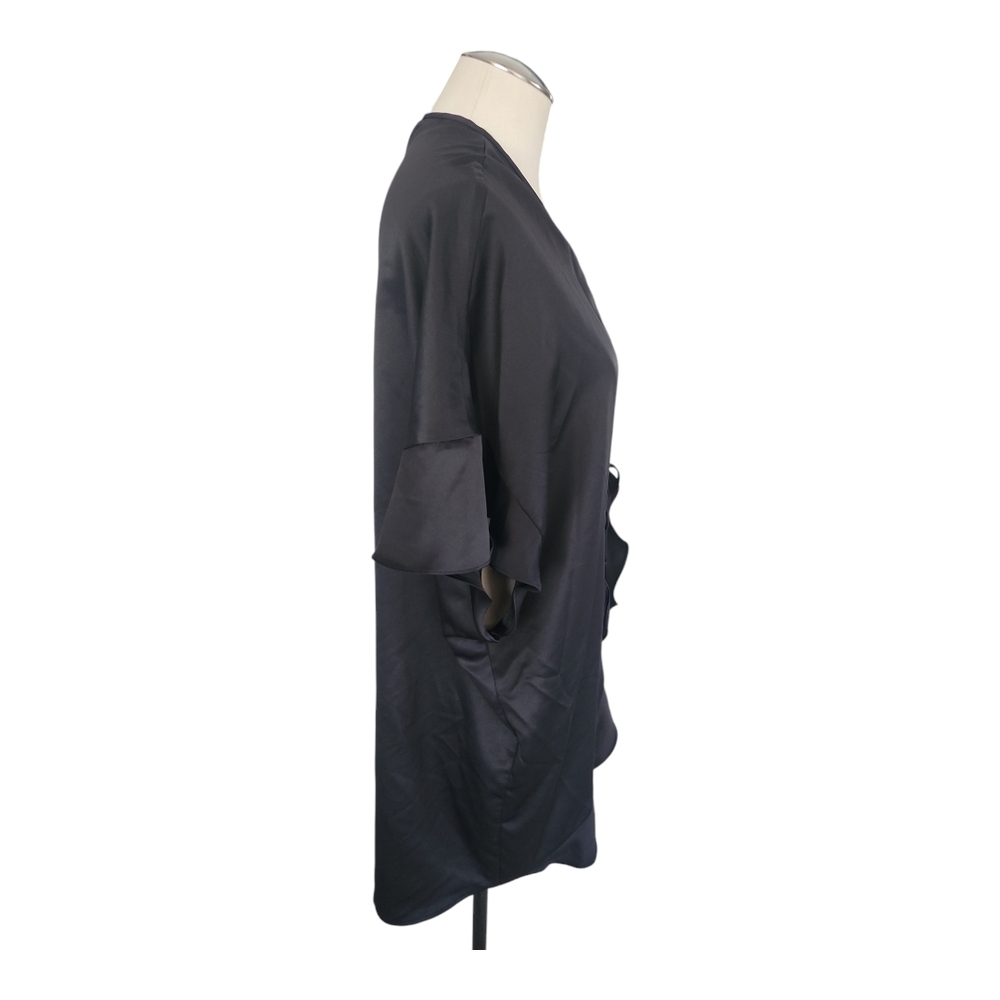 Victoria's Secret Elegant Black Robe Sexy Valentine Satin RuffleTie Robe Love - Picture 4 of 7